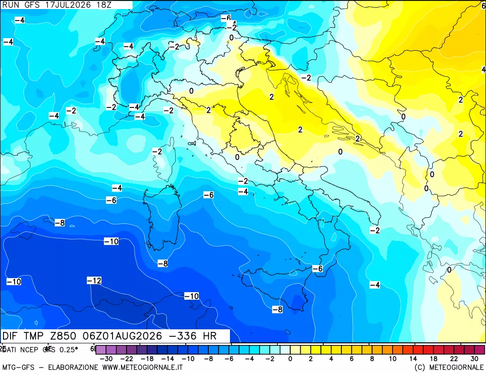 mappa 850 hPA Dif. Temp - Init