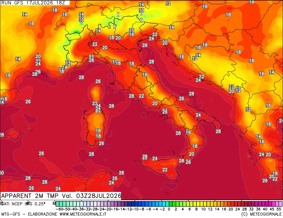 mappa Temp percepita