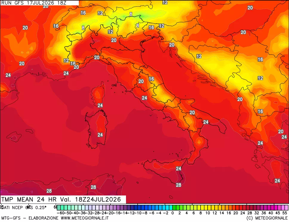 mappa Temperatura media 24 ore