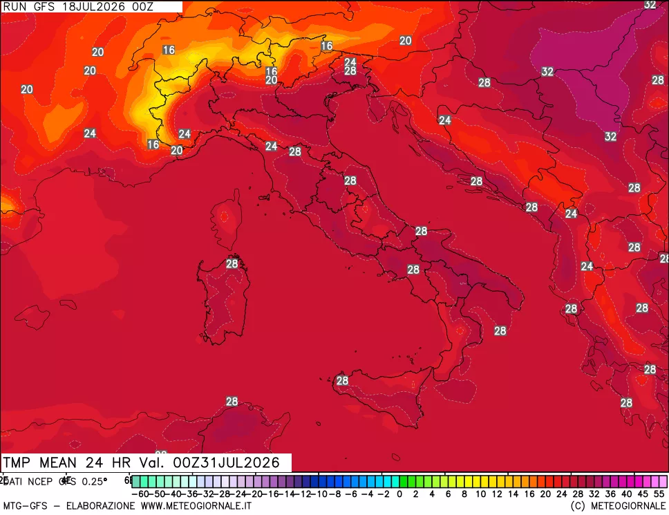 mappa Temperatura media 24 ore