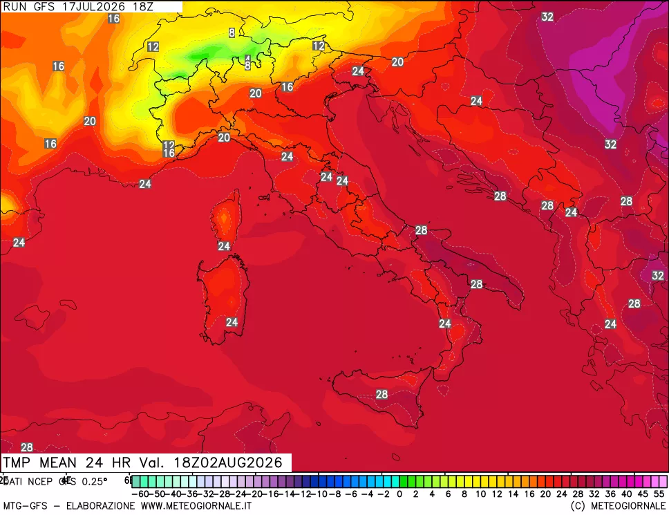 mappa Temperatura media 24 ore