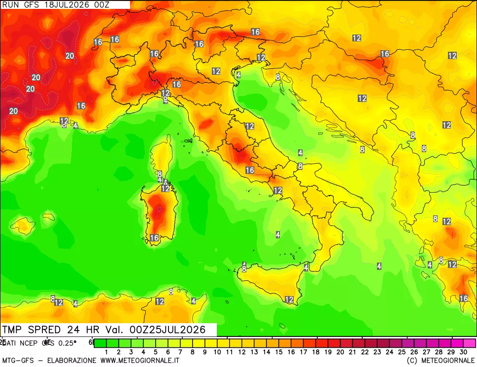 mappa Dif. TMax-TMin 24 ore