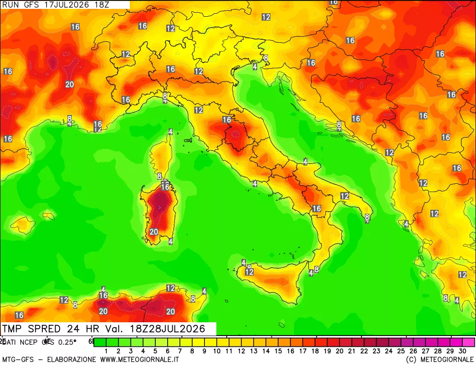 mappa Differenza TMax-TMin 24 ore