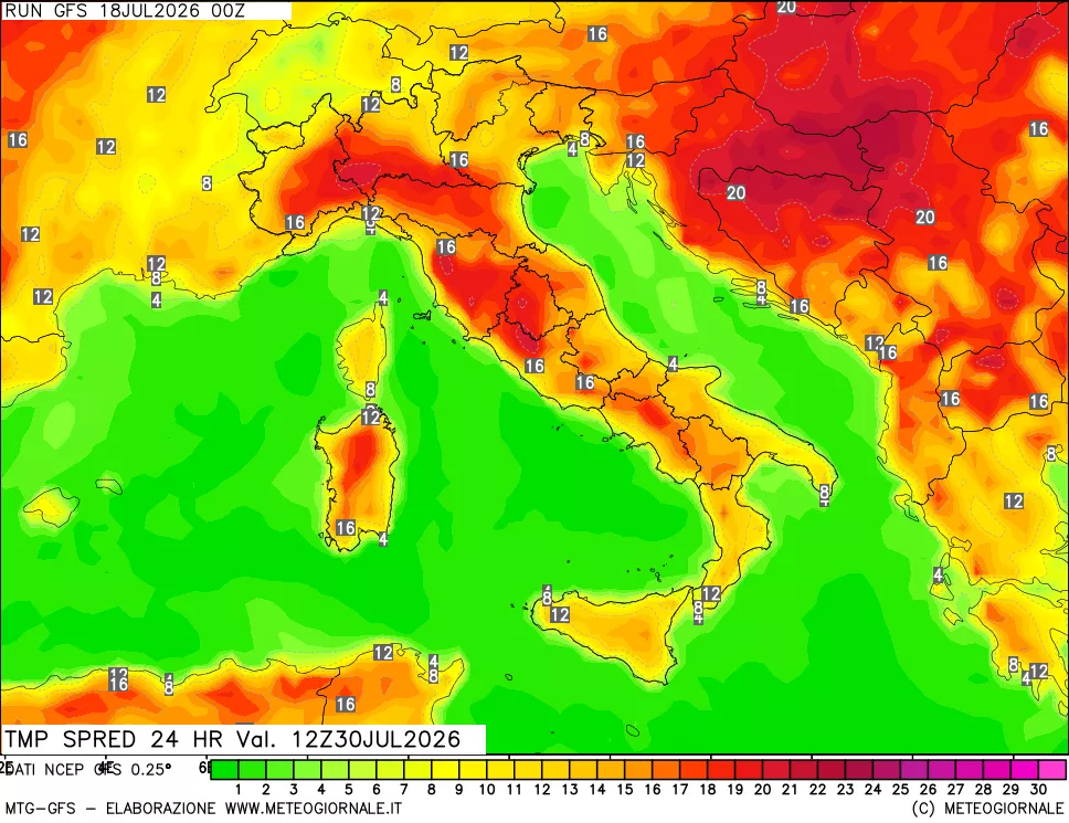 mappa Dif. TMax-TMin 24 ore