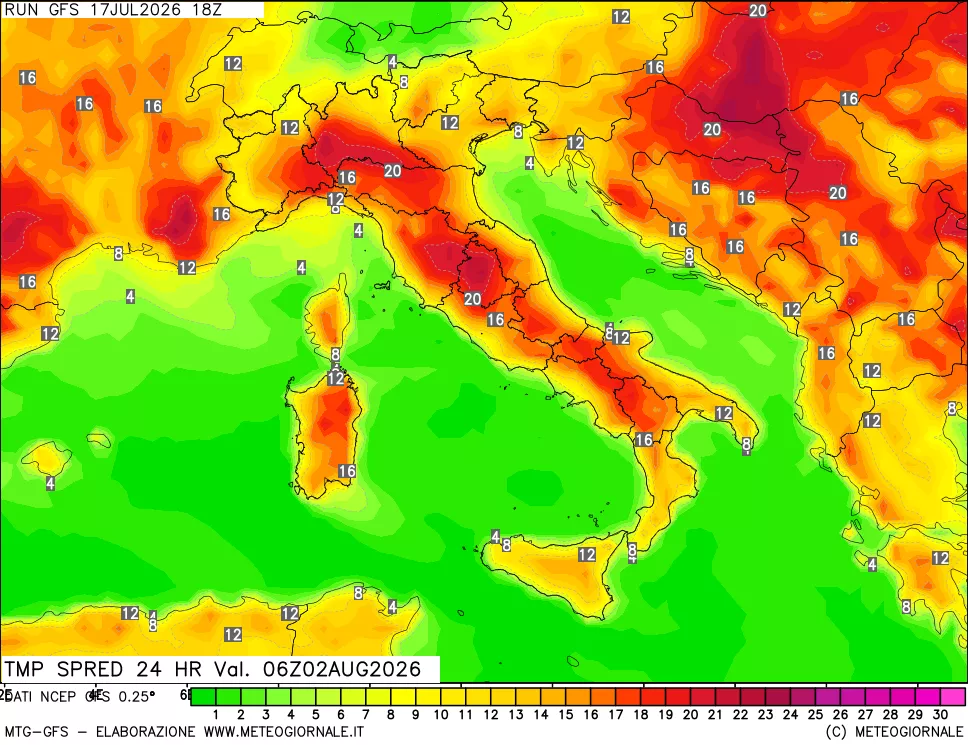 mappa Differenza TMax-TMin 24 ore