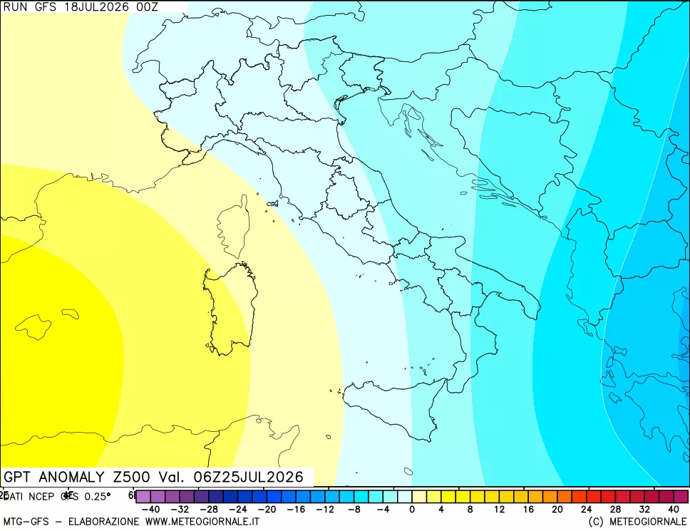 mappa 500 hPa GPT Anomaly vs Cli.No 1981-2010