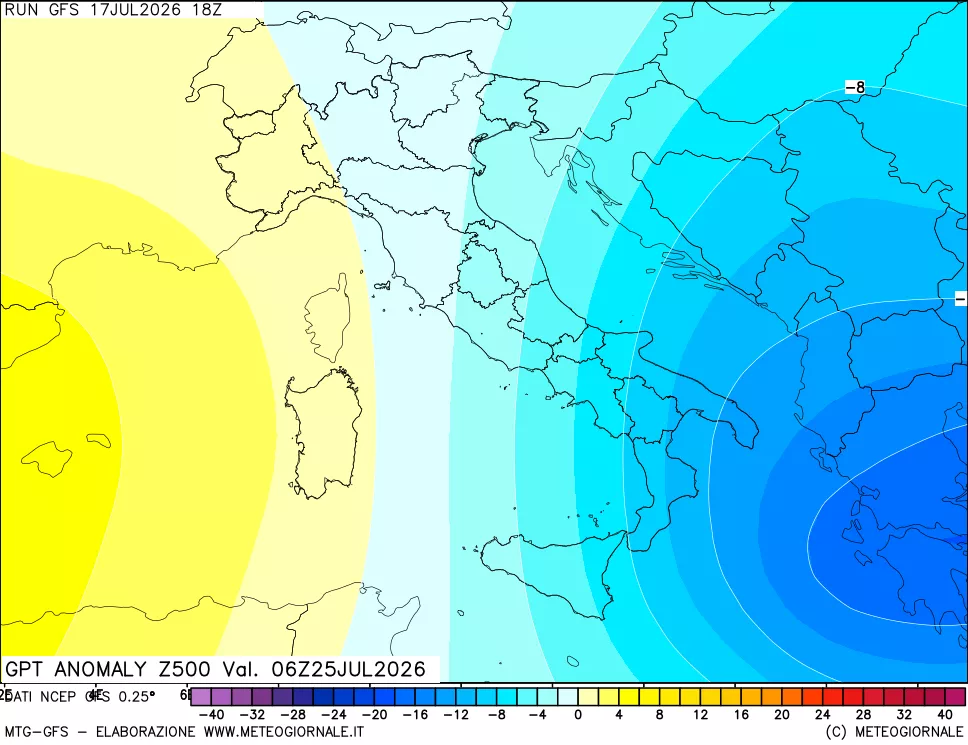 mappa 500 hPa GPT Anomaly vs Cli.No 1981-2010