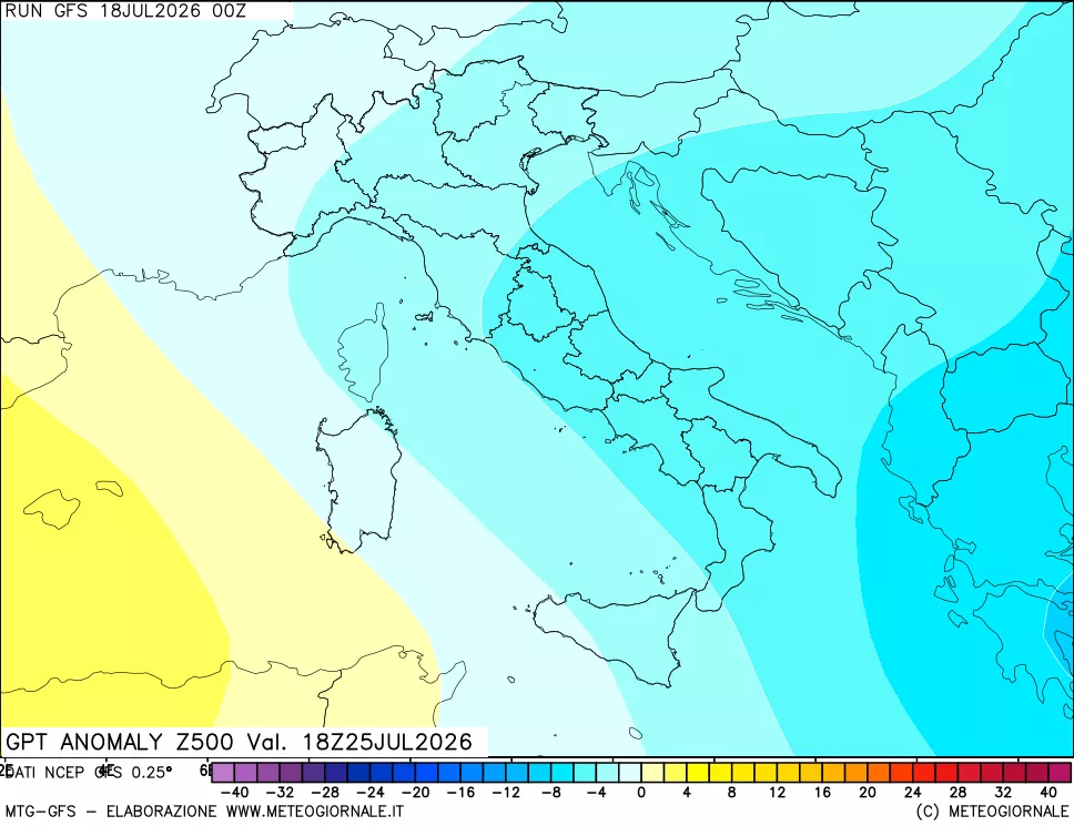 mappa 500 hPa GPT Anomaly vs Cli.No 1981-2010