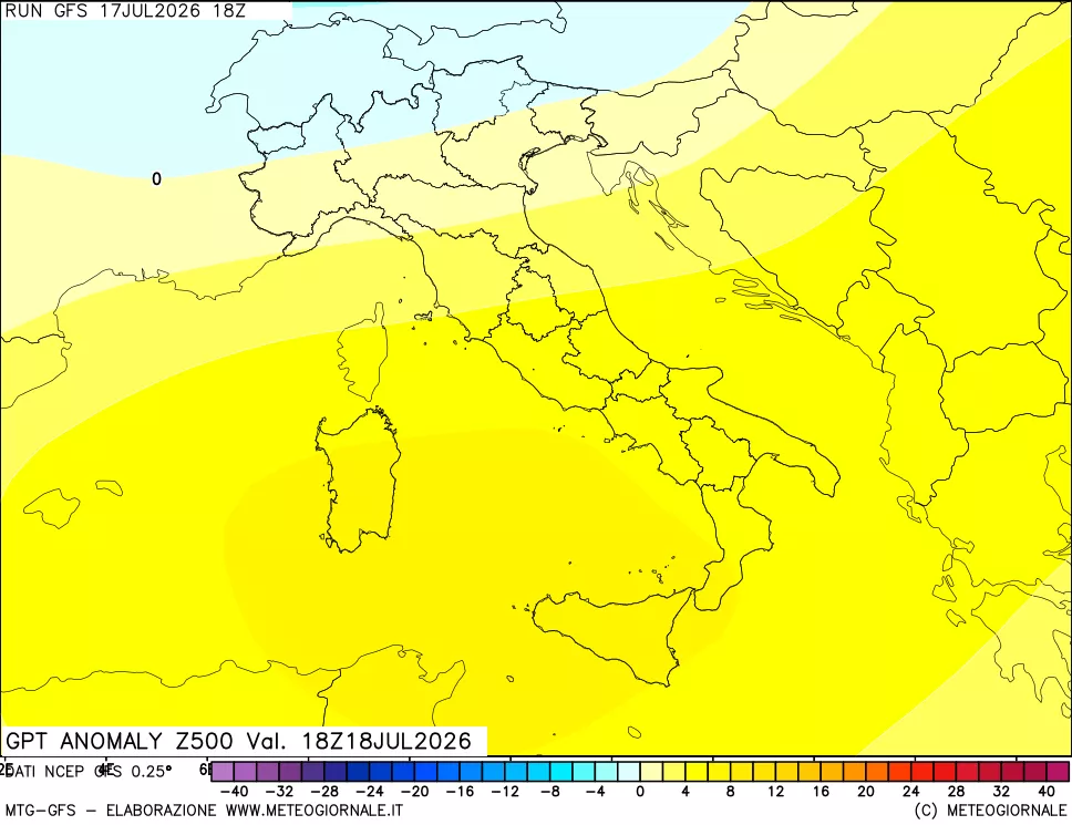 mappa 500 hPa GPT Anomaly vs Cli.No 1981-2010