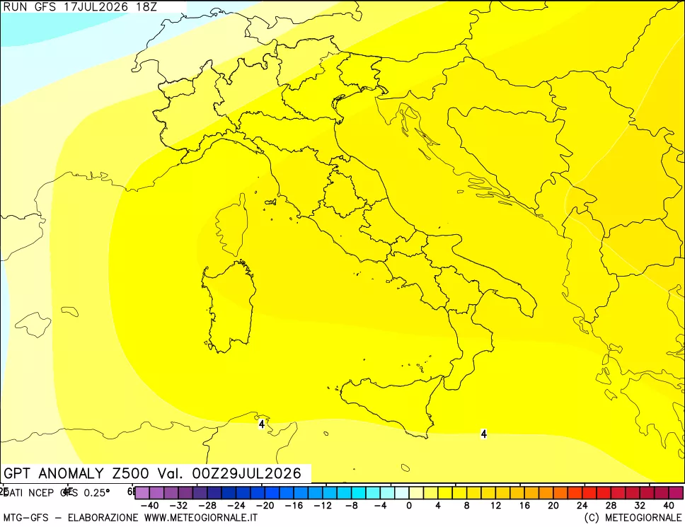 mappa 500 hPa GPT Anomaly vs Cli.No 1981-2010