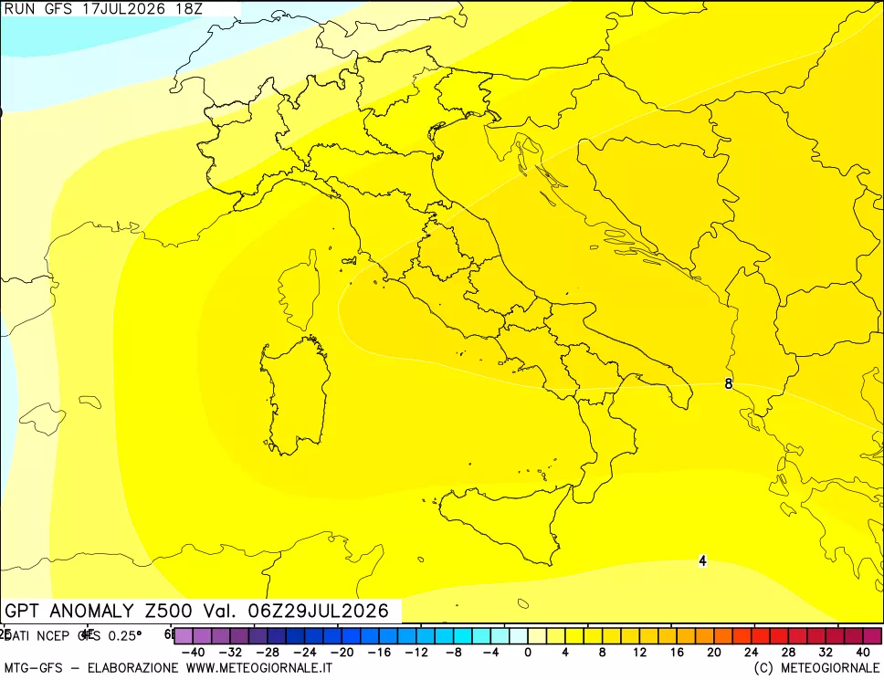 mappa 500 hPa GPT Anomaly vs Cli.No 1981-2010