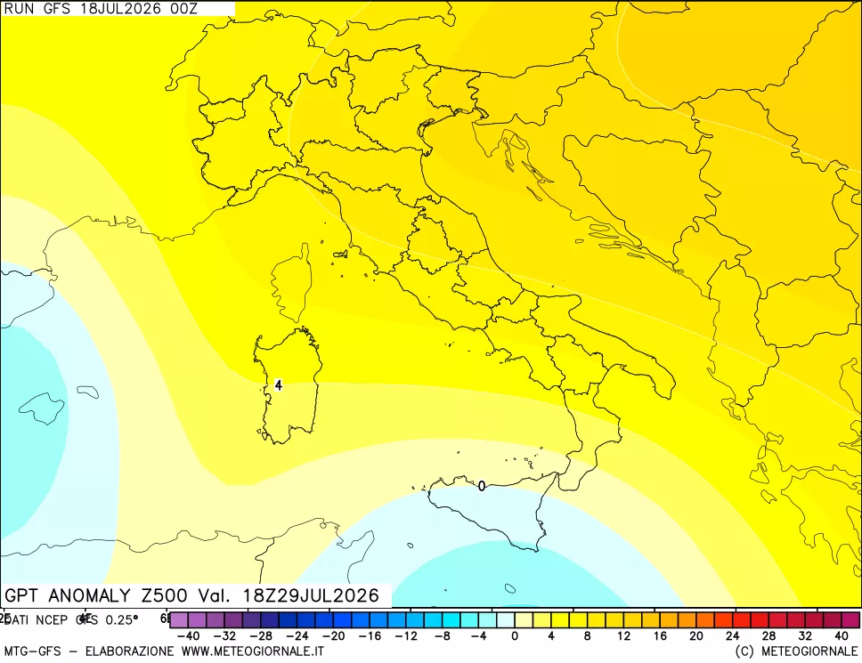 mappa 500 hPa GPT Anomaly vs Cli.No 1981-2010