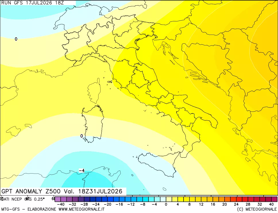mappa 500 hPa GPT Anomaly vs Cli.No 1981-2010