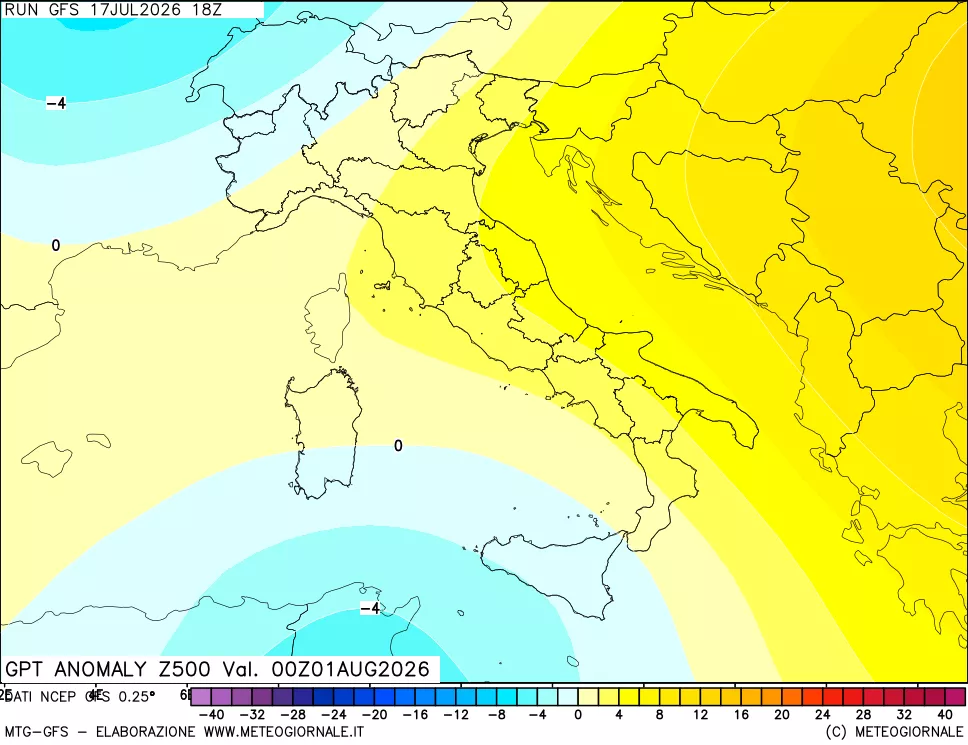 mappa 500 hPa GPT Anomaly vs Cli.No 1981-2010