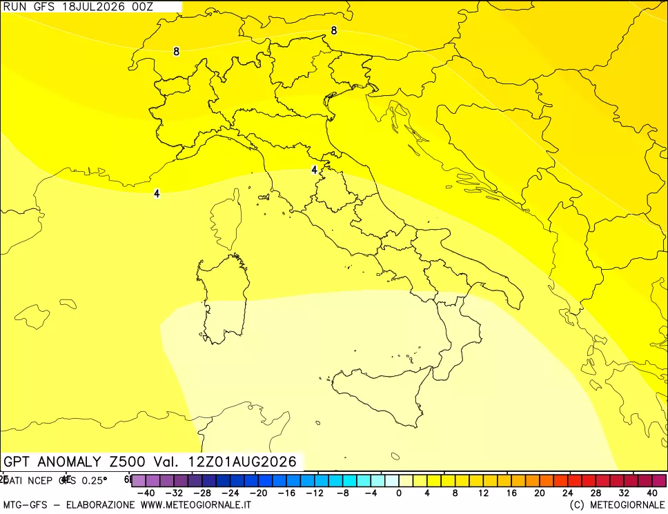 mappa 500 hPa GPT Anomaly vs Cli.No 1981-2010