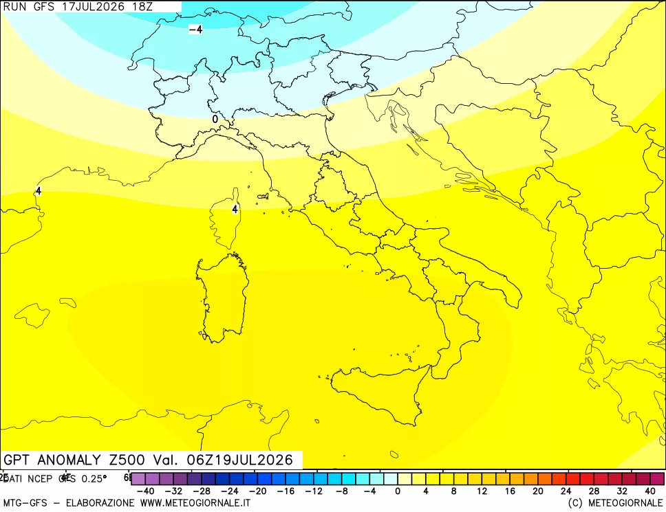 mappa 500 hPa GPT Anomaly vs Cli.No 1981-2010
