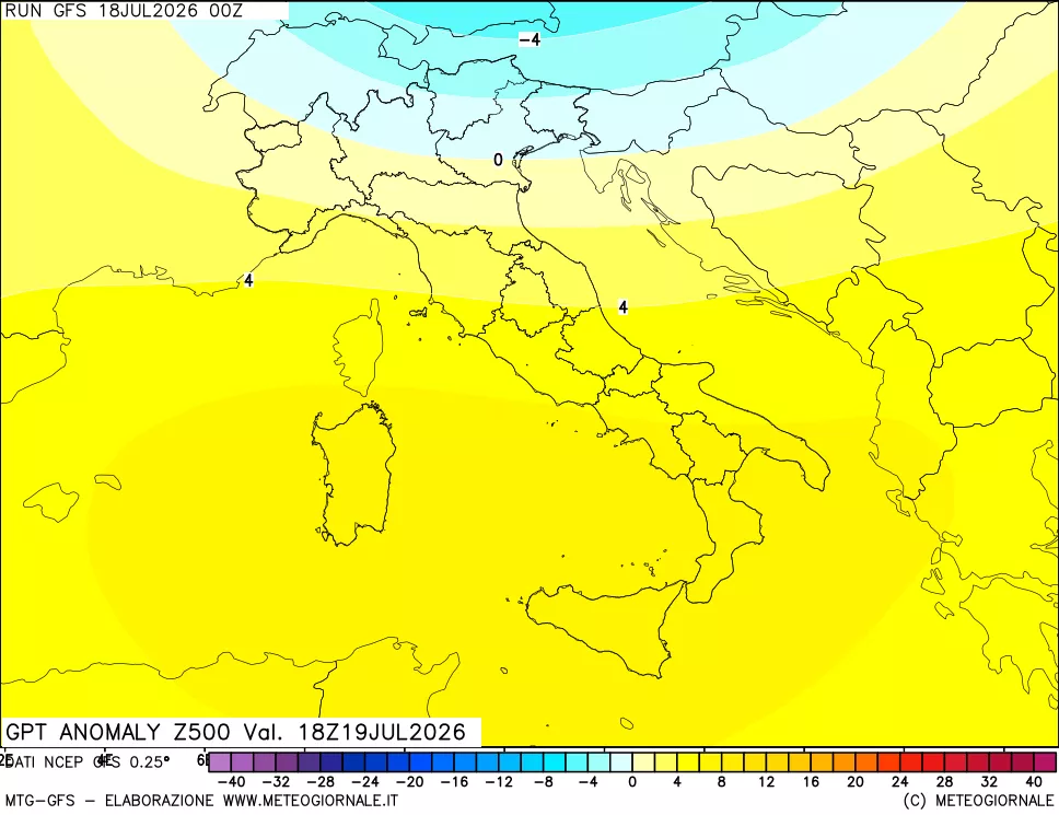 mappa 500 hPa GPT Anomaly vs Cli.No 1981-2010