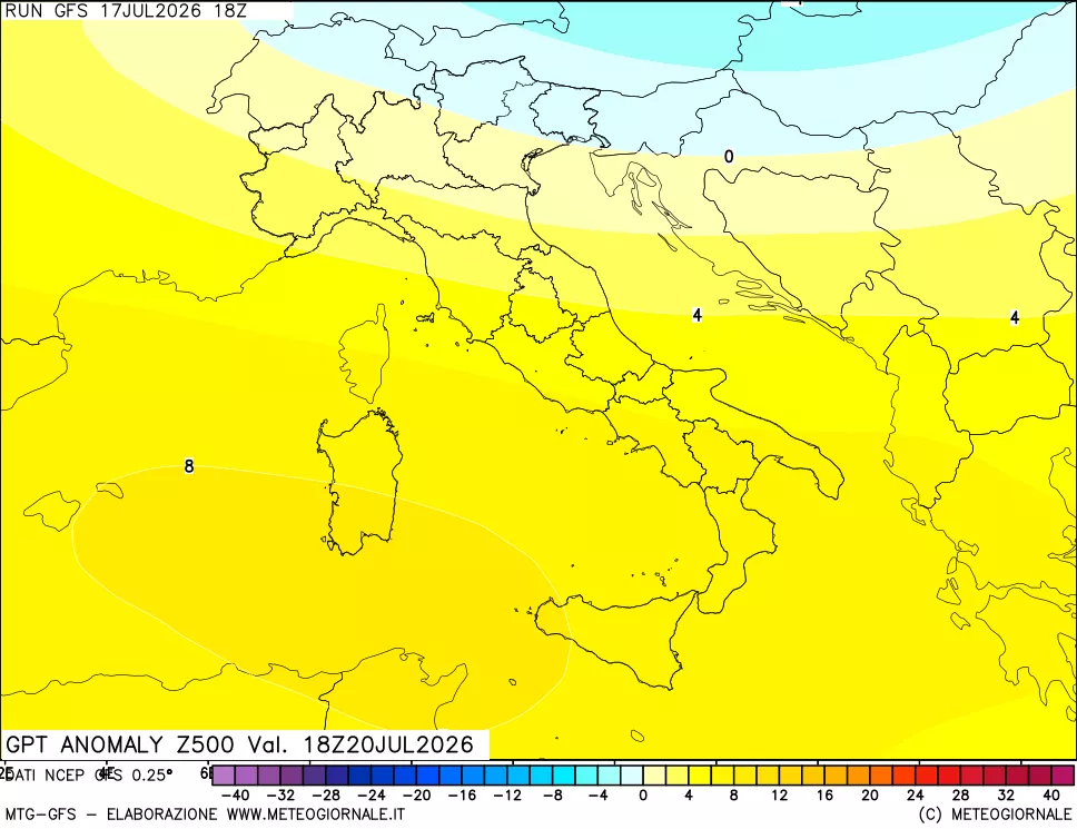 mappa 500 hPa GPT Anomaly vs Cli.No 1981-2010