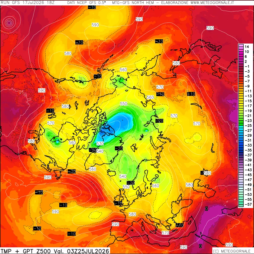 mappa Temperatura e Geopotenziali a 500 hPa