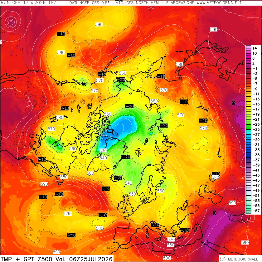 mappa Temperatura e Geopotenziali a 500 hPa