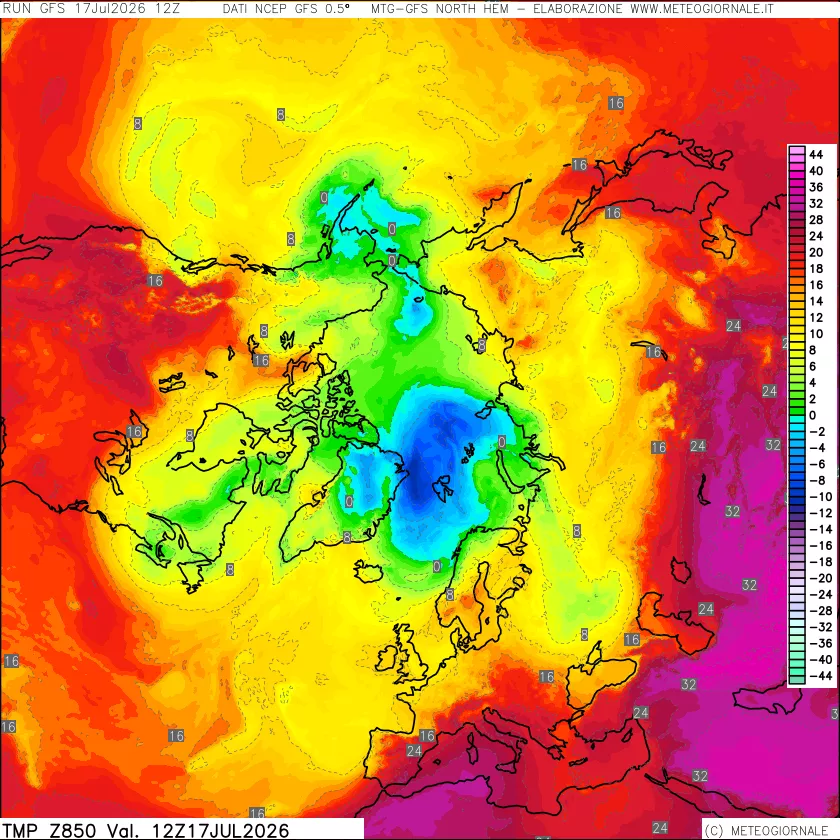 mappa Temperatura a 850 hPa