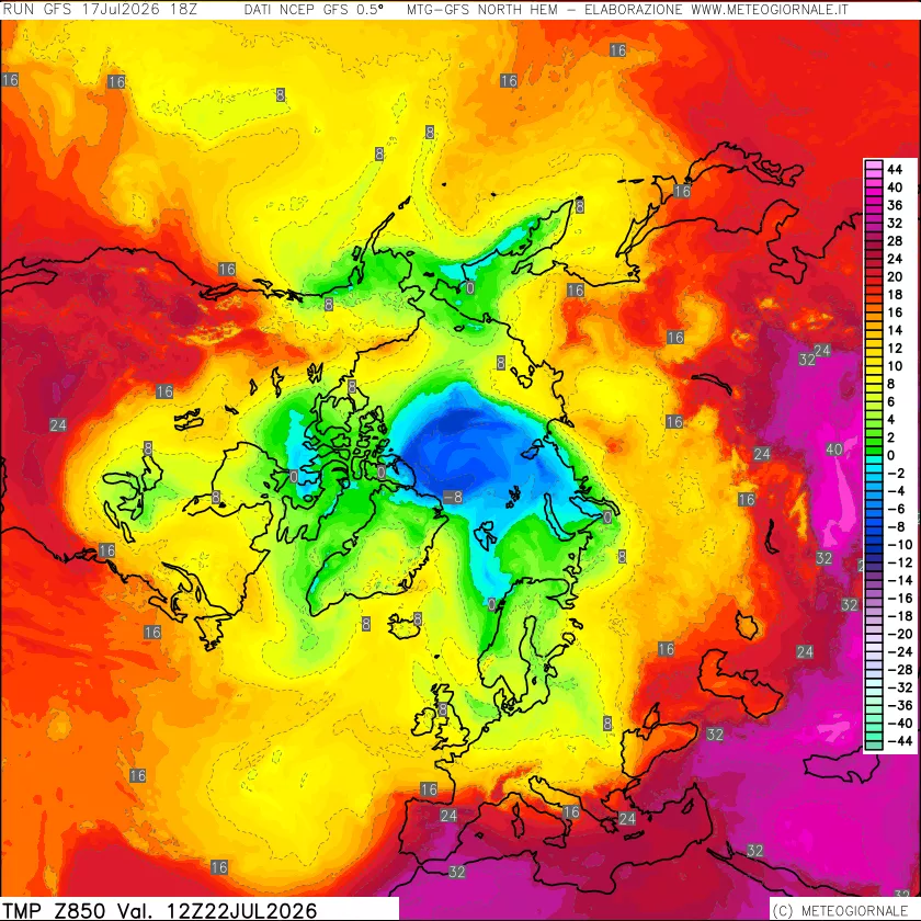 mappa Temperatura a 850 hPa