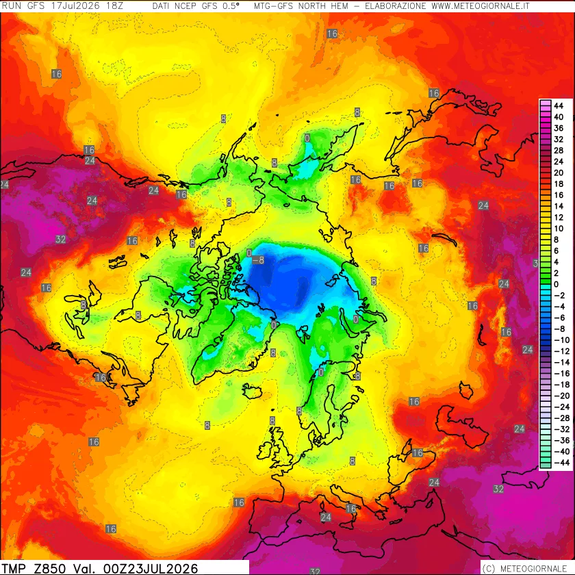mappa Temperatura a 850 hPa