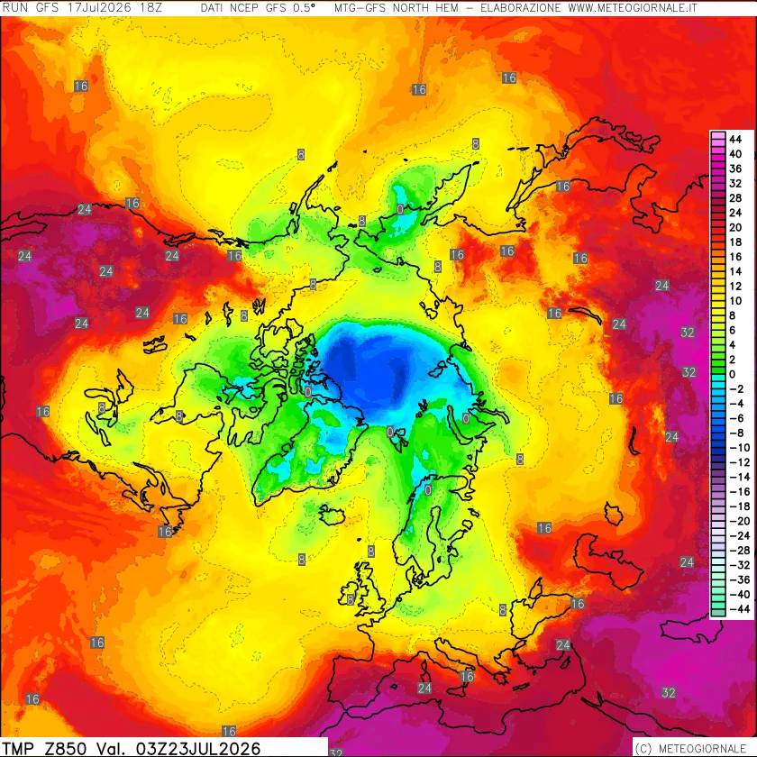 mappa Temperatura a 850 hPa
