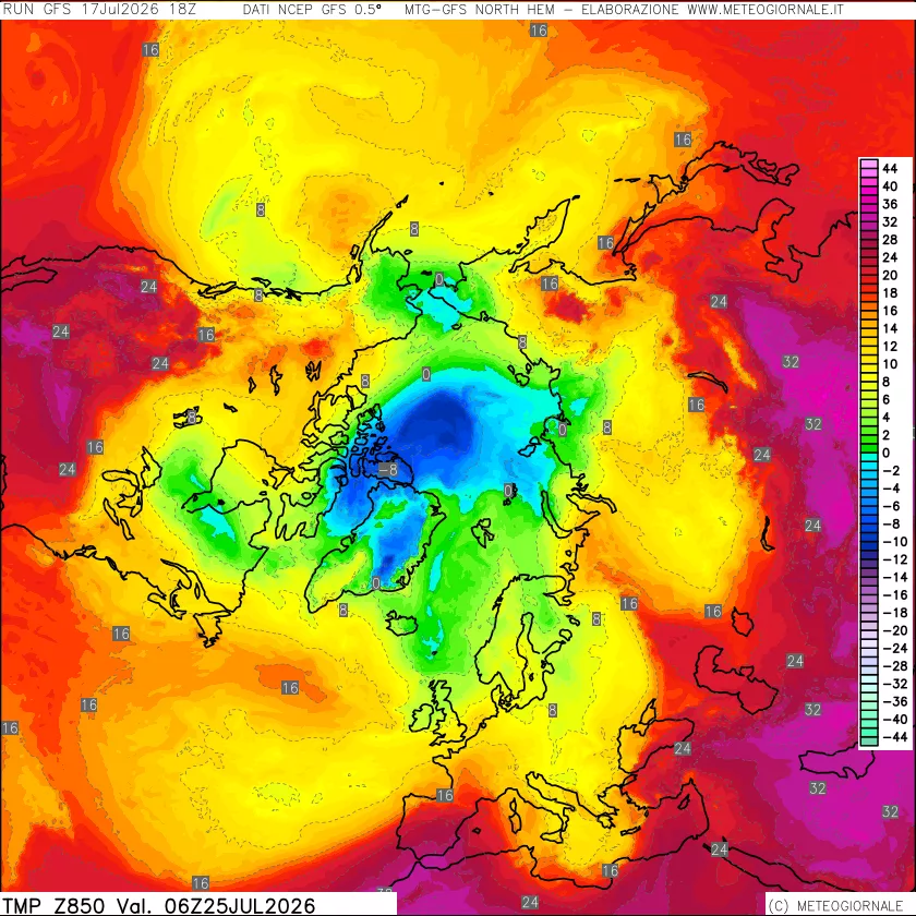 mappa Temperatura a 850 hPa