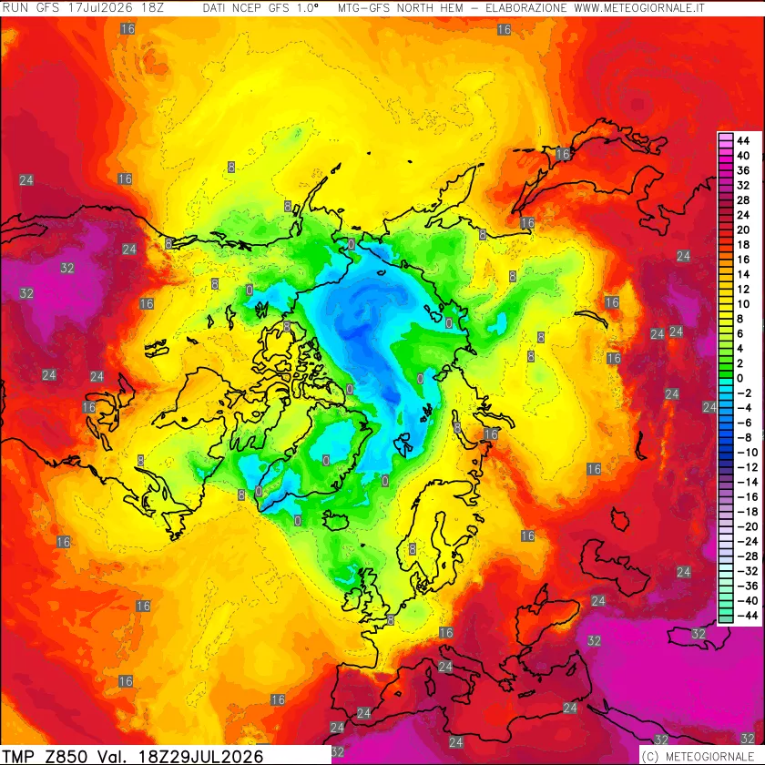 mappa Temperatura a 850 hPa