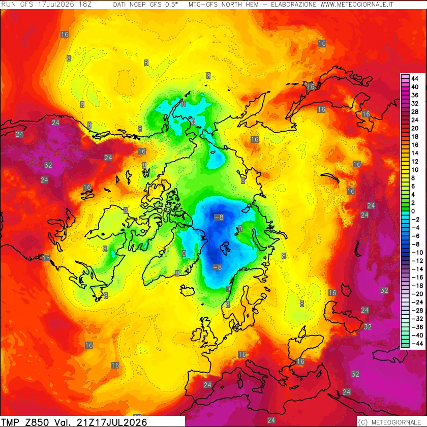 mappa Temperatura a 850 hPa