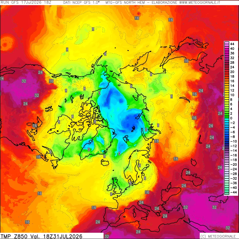 mappa Temperatura a 850 hPa