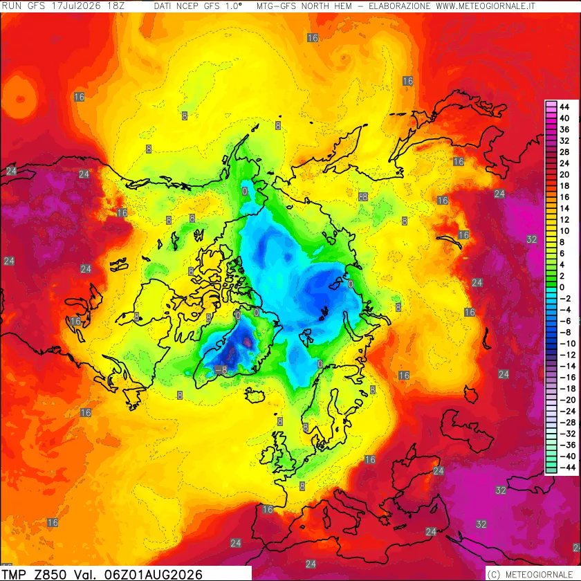 mappa Temperatura a 850 hPa