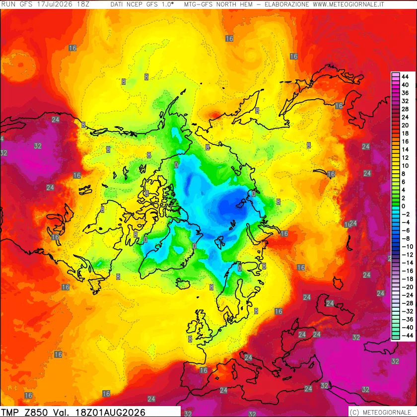 mappa Temperatura a 850 hPa