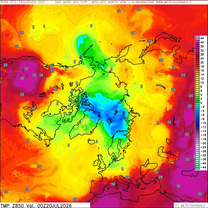 mappa Temperatura a 850 hPa