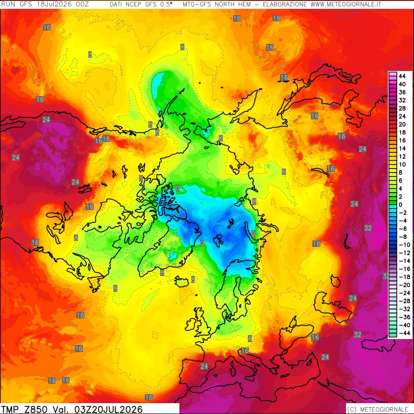 mappa Temperatura a 850 hPa