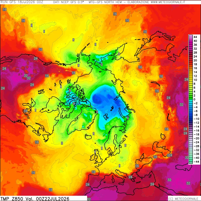 mappa Temperatura a 850 hPa