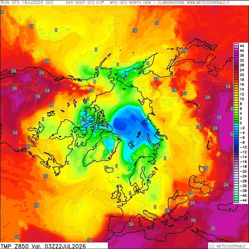 mappa Temperatura a 850 hPa