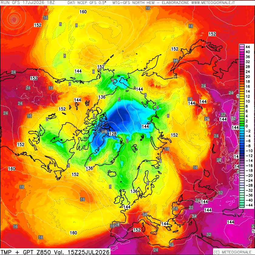 mappa Temperatura e Geopotenziale a 850 hPa