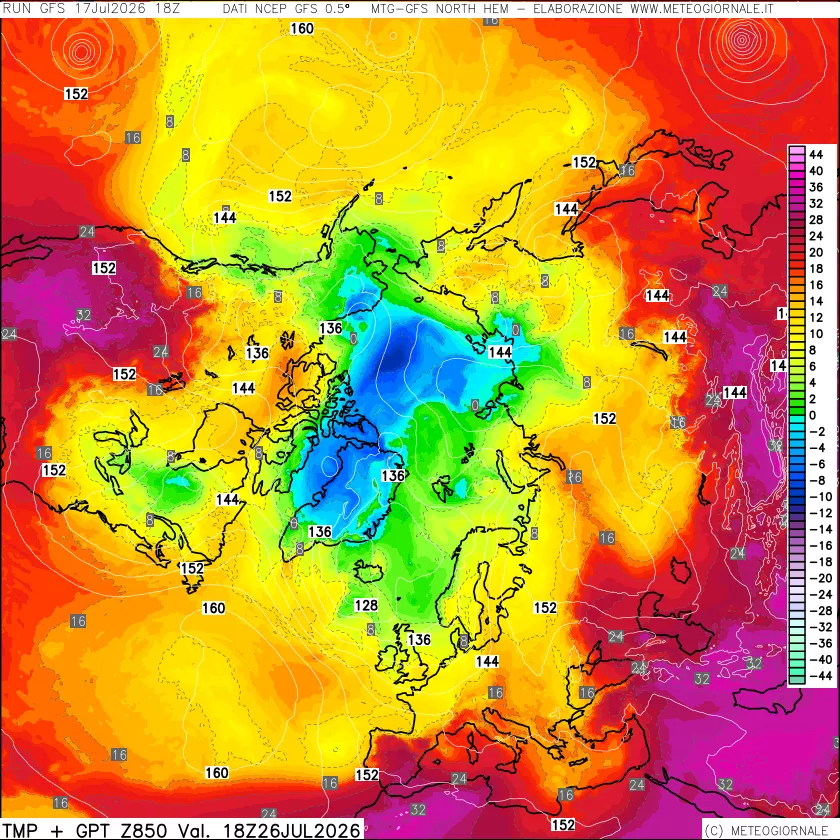 mappa Temperatura e Geopotenziale a 850 hPa