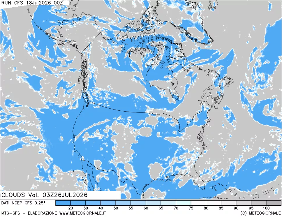 mappa Nuvolosit&agrave; totale