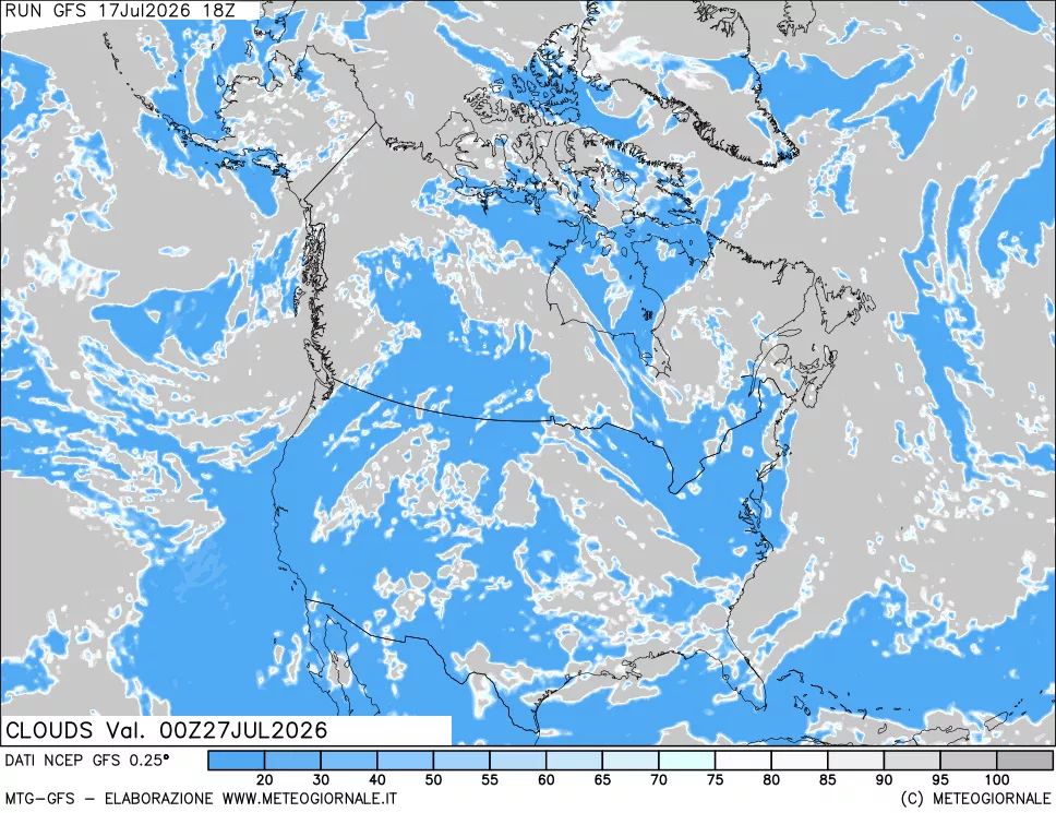 mappa Nuvolosit&agrave; totale