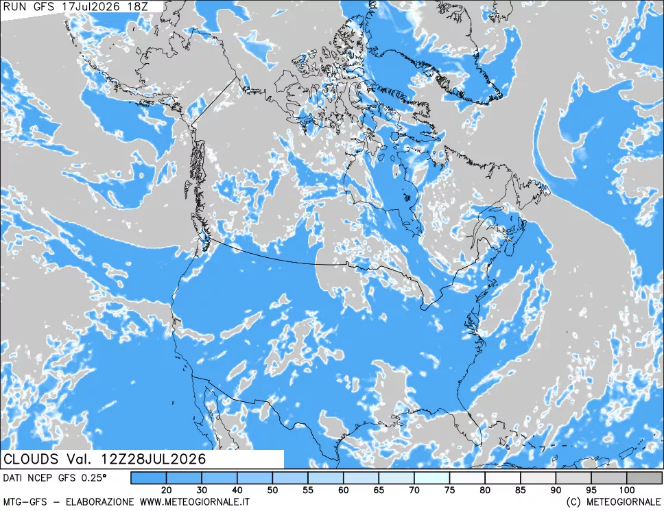 mappa Nuvolosit&agrave; totale
