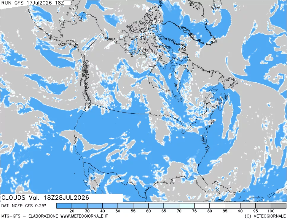 mappa Nuvolosit&agrave; totale