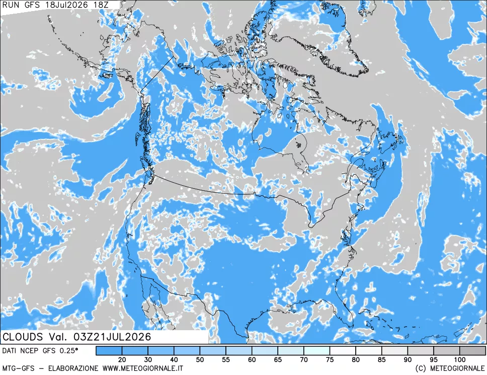 mappa Nuvolosit&agrave; totale