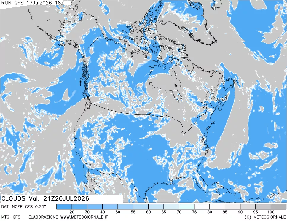 mappa Nuvolosit&agrave; totale