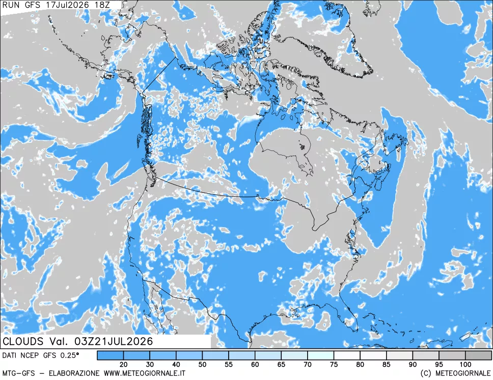 mappa Nuvolosit&agrave; totale