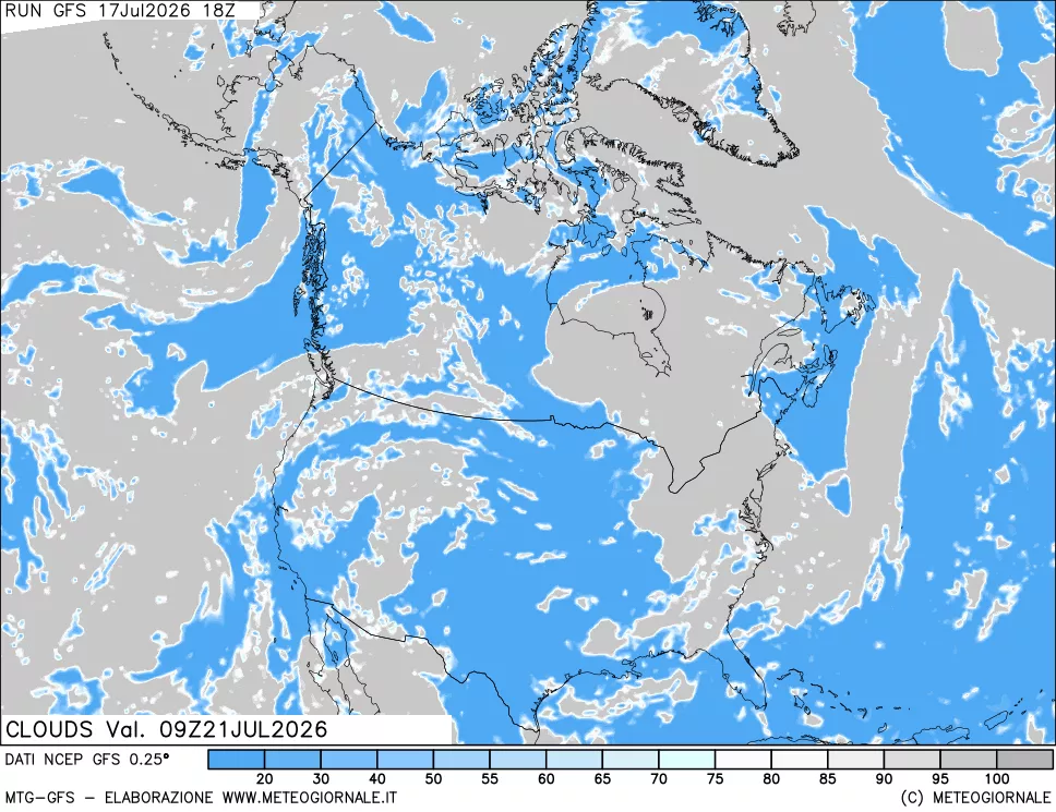 mappa Nuvolosit&agrave; totale