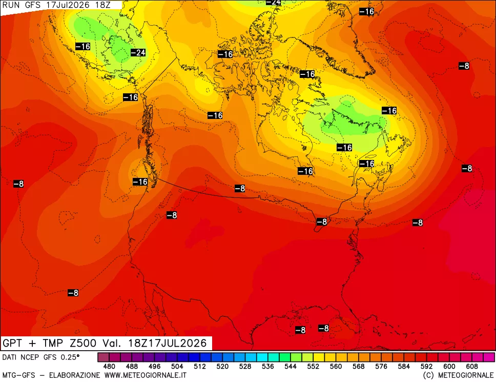 mappa 500 hPa GPT + Temp