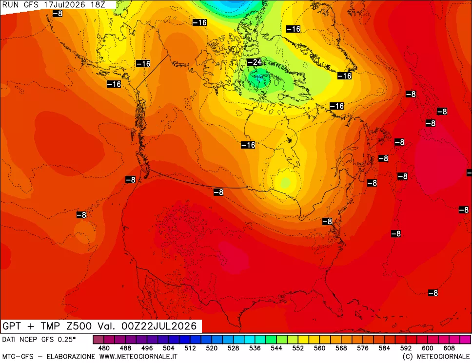 mappa 500 hPa GPT + Temp
